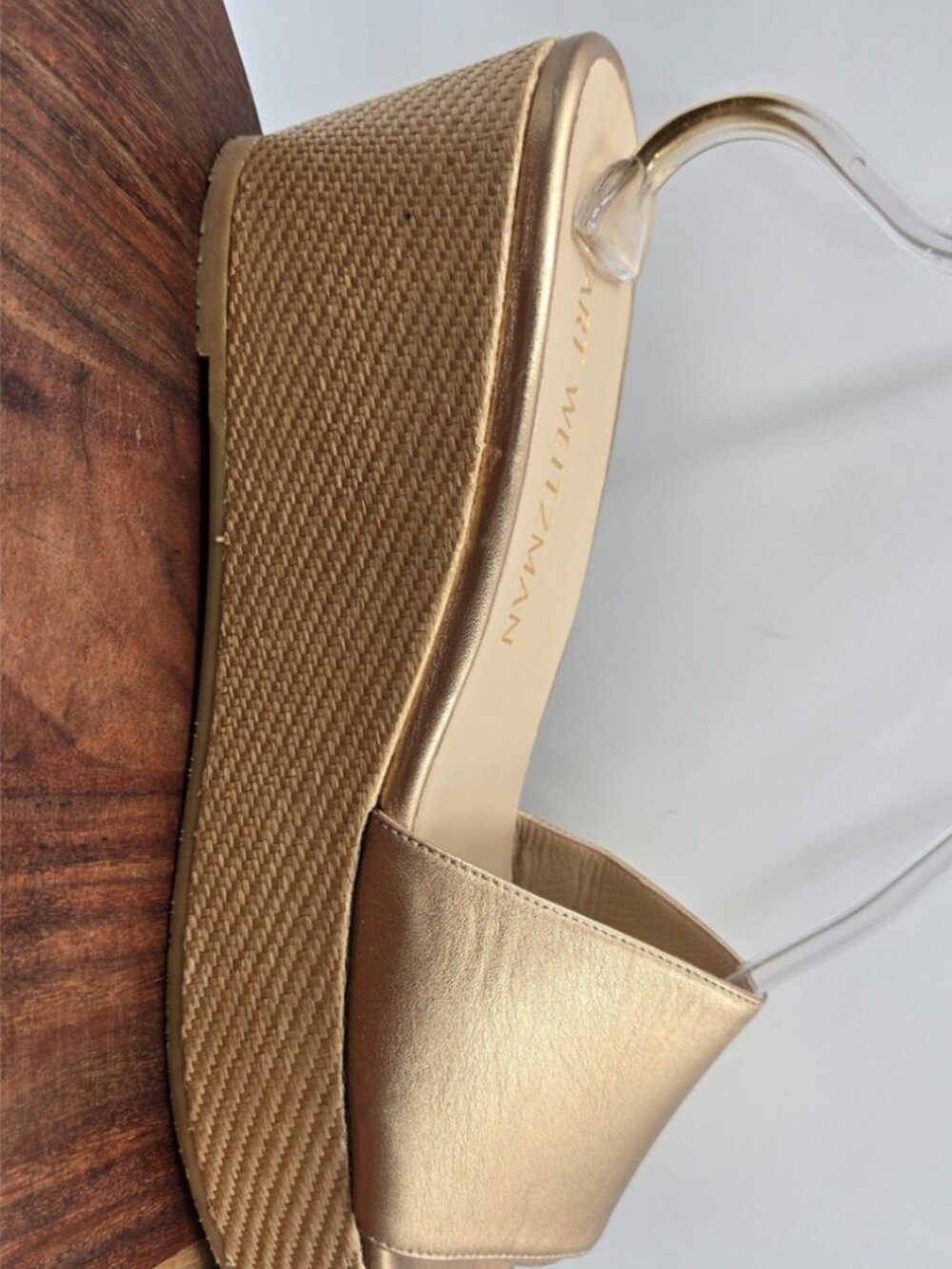 Stuart Weitzman Gold/Sand Leather Wedge